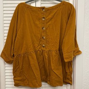 Anthropologie Maeve Corduroy Peplum Top
